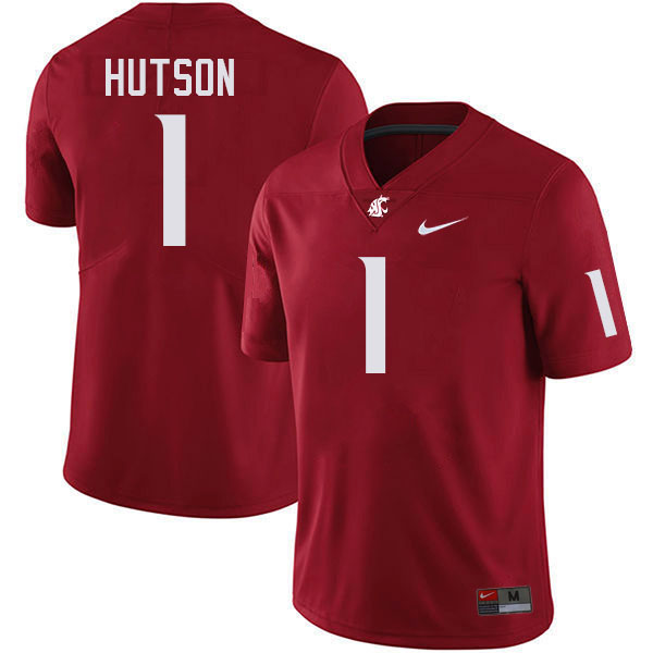 Men #1 Kris Hutson Washington State Cougars College Football Jerseys Stitched-Crimson